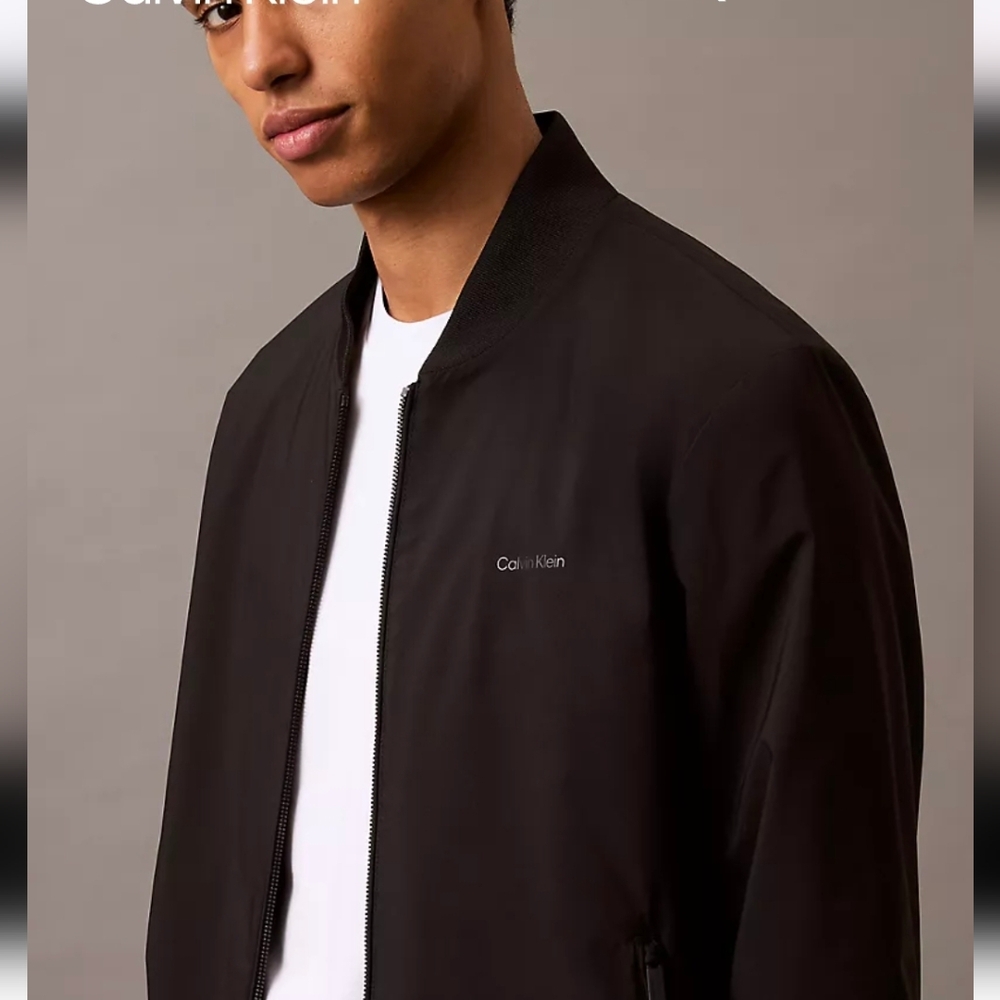 Calvin Klein CK Bomber Zip Black Jacket - Picture 2 of 11